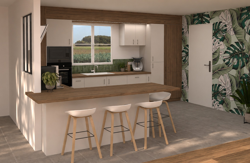 Conception d&rsquo;une cuisine ouverte sur mesure